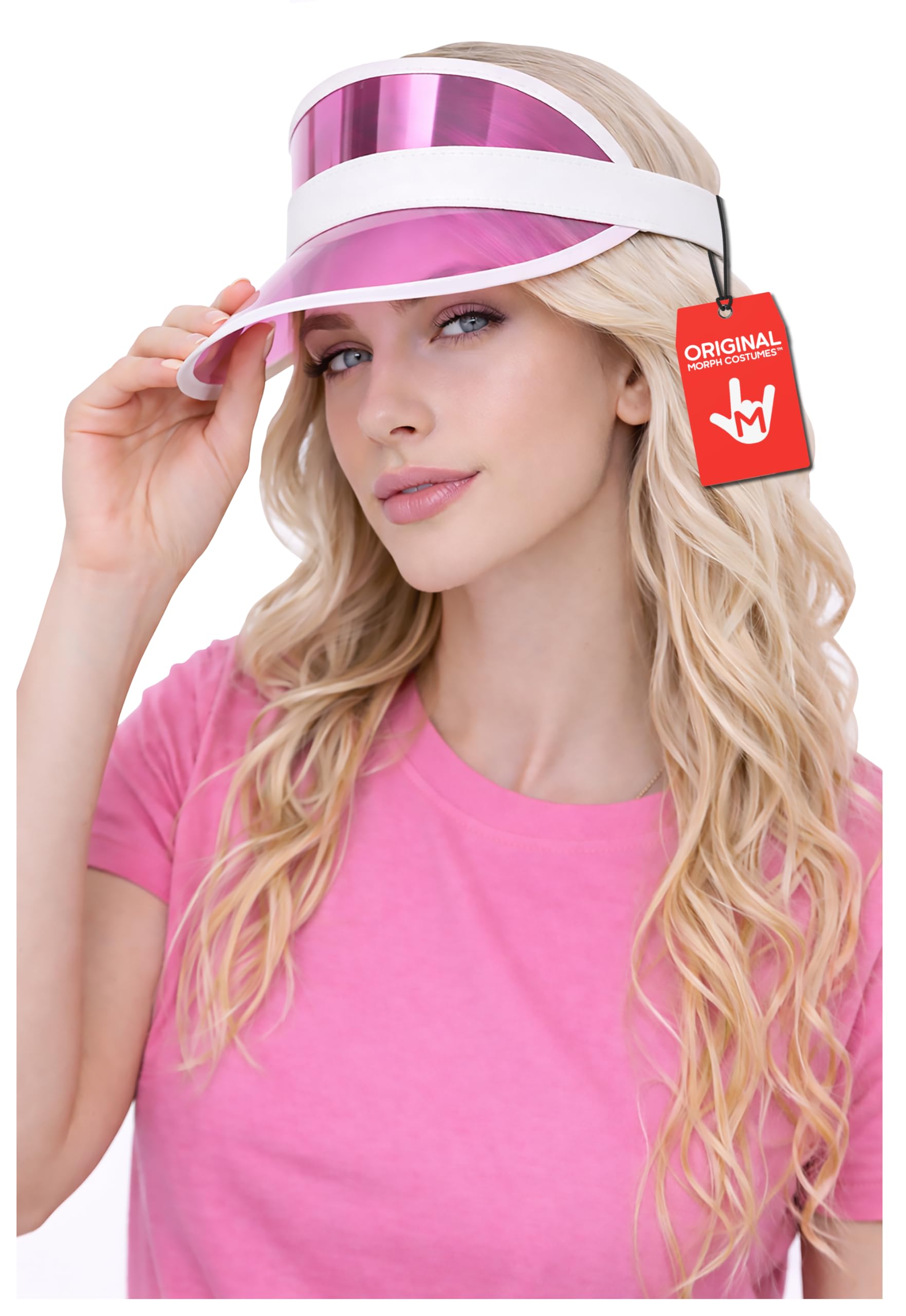 Pink Transparent Retro Sun Visor, Beach & Party Costume Accessory, Pack of 1-12